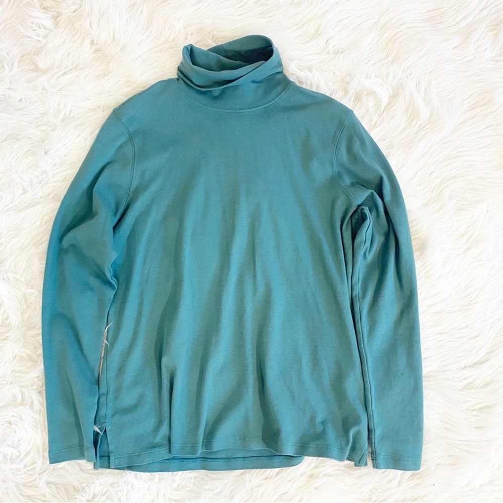 ☀️LASTCHANCE☀️Peruvian Connection Teal 100% Pima Cotton Turtleneck